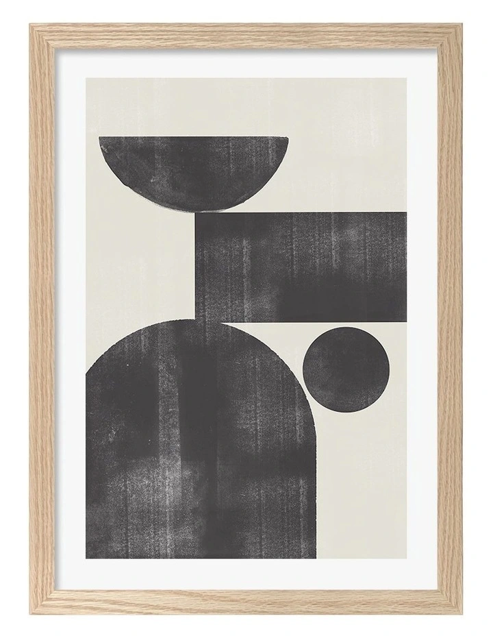 Australian Made Geometric Abstract No1 Art Print Natural Frame image 1