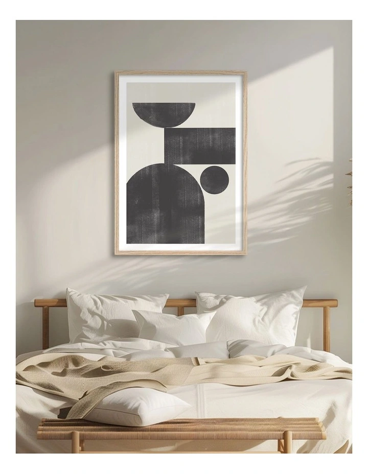 Australian Made Geometric Abstract No1 Art Print Natural Frame image 2