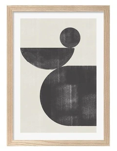 Australian Made Geometric Abstract No2 Art Print Natural Frame