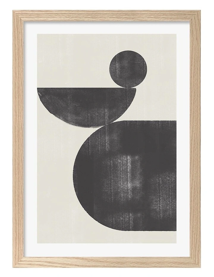 Australian Made Geometric Abstract No2 Art Print Natural Frame image 1