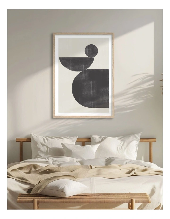 Australian Made Geometric Abstract No2 Art Print Natural Frame image 2