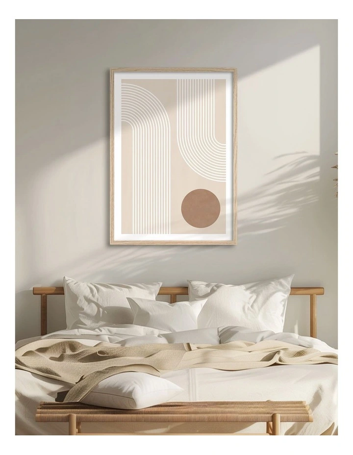 Australian Made Geometric Arches And Circle Art Print Natural Frame image 2