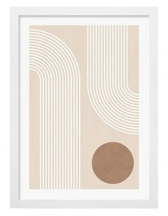 Australian Made Geometric Arches And Circle Art Print White Frame