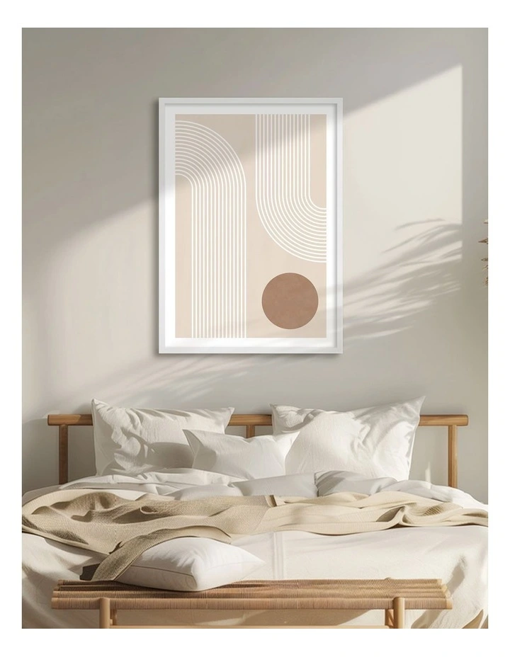 Australian Made Geometric Arches And Circle Art Print White Frame image 2