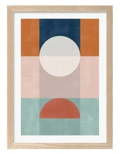 Australian Made Geometric Colour Block Art Print Natural Frame