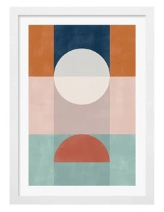 Australian Made Geometric Colour Block Art Print White Frame