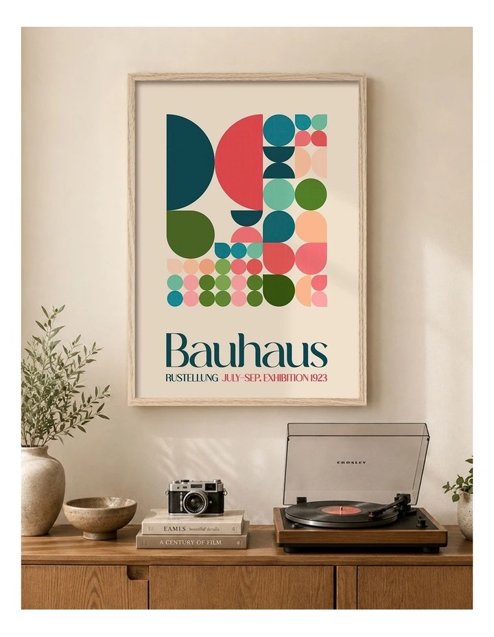Australian Made Geometric Harmony 1 Art Print Natural Frame image 2