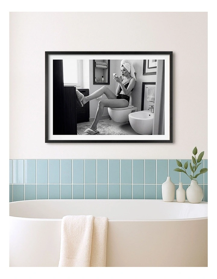 Australian Made Glamorous Bathroom Moment Art Print Black Frame image 2