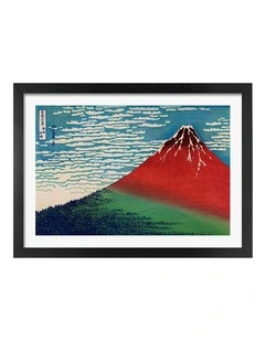 Australian Made Hokusai Fine Wind, Clear Morning Art Print Black Frame