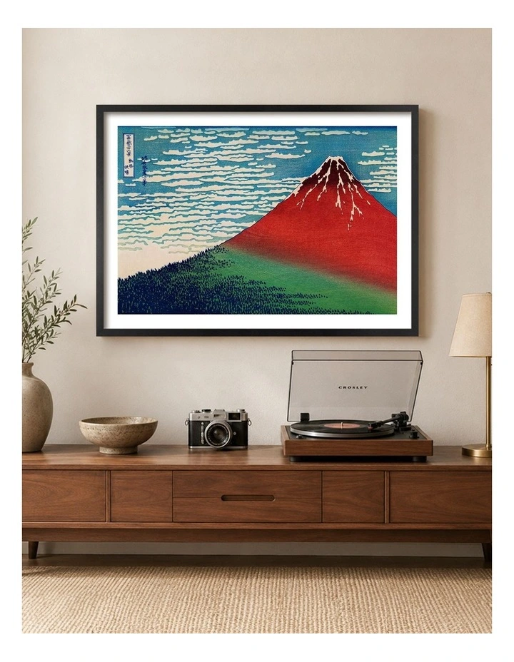 Australian Made Hokusai Fine Wind, Clear Morning Art Print Black Frame image 2