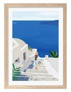 Australian Made Into the Blue Art Print Natural Frame