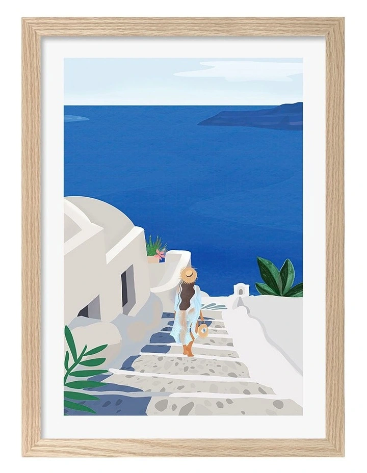Australian Made Into the Blue Art Print Natural Frame image 1