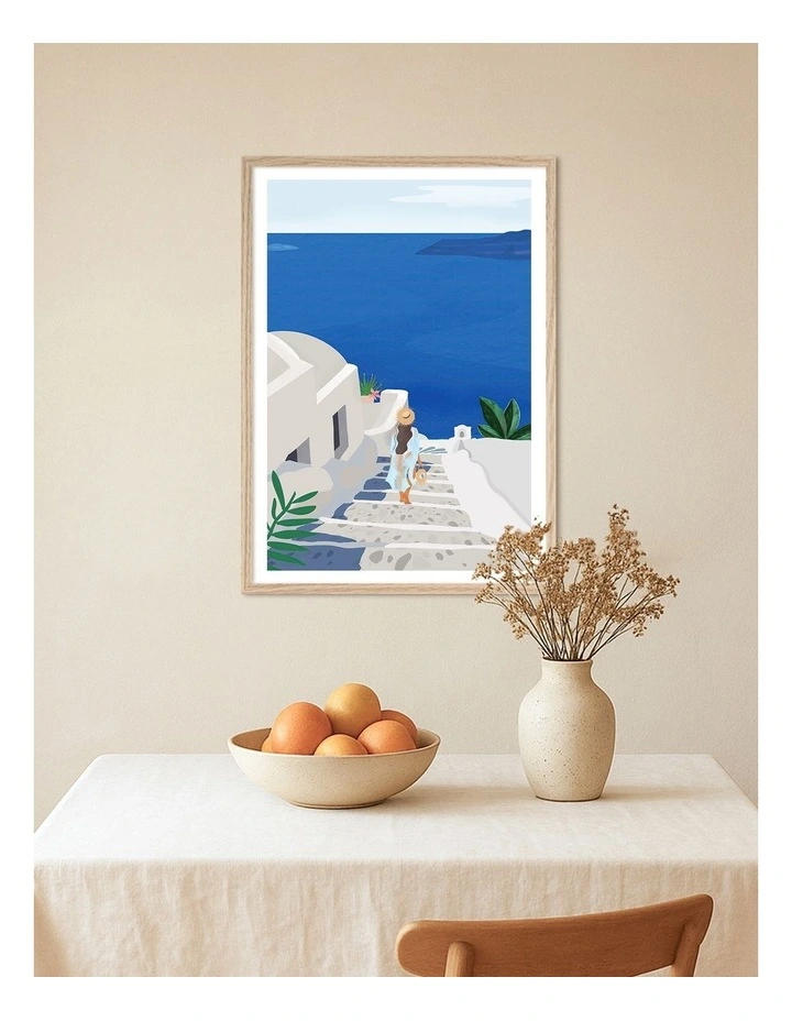 Australian Made Into the Blue Art Print Natural Frame image 2