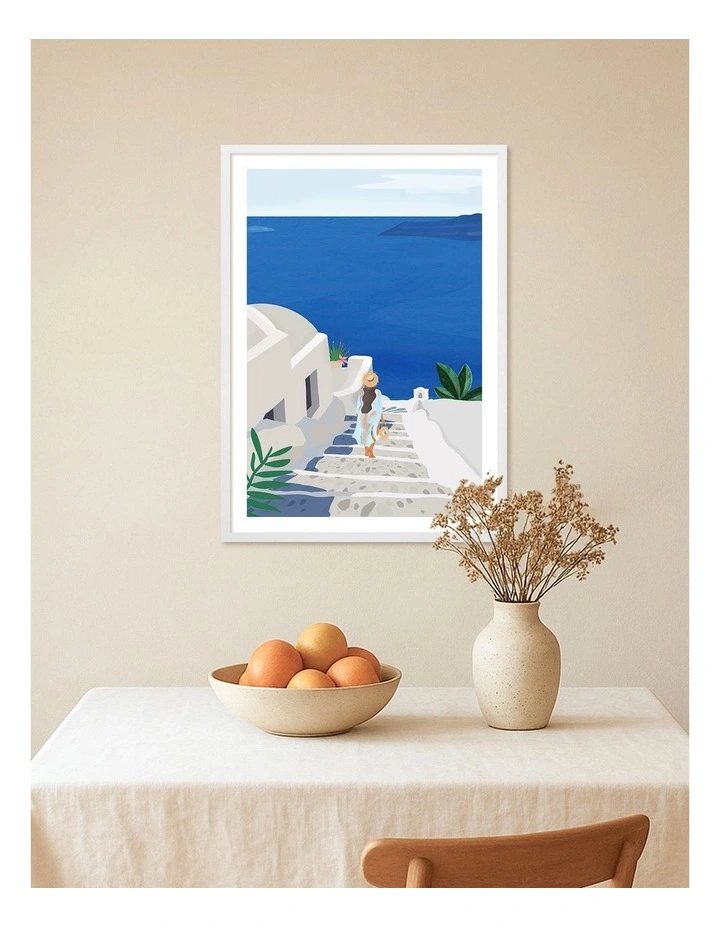 Australian Made Into the Blue Art Print White Frame image 2