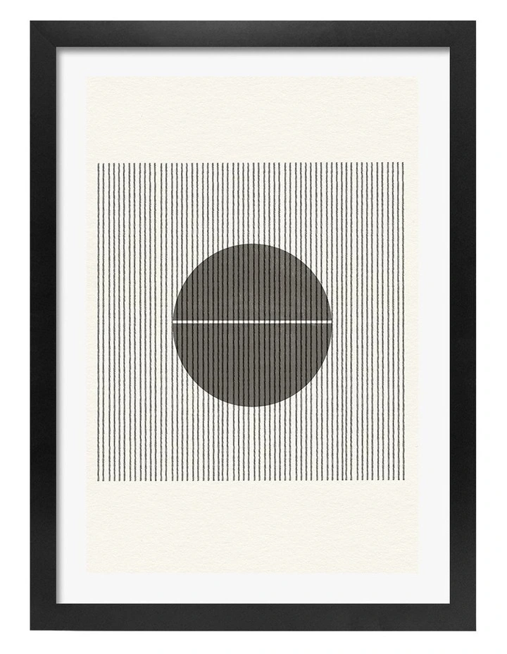 Australian Made Line and Circle Harmony Art Print Black Frame image 1