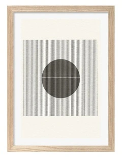 Australian Made Line and Circle Harmony Art Print Natural Frame