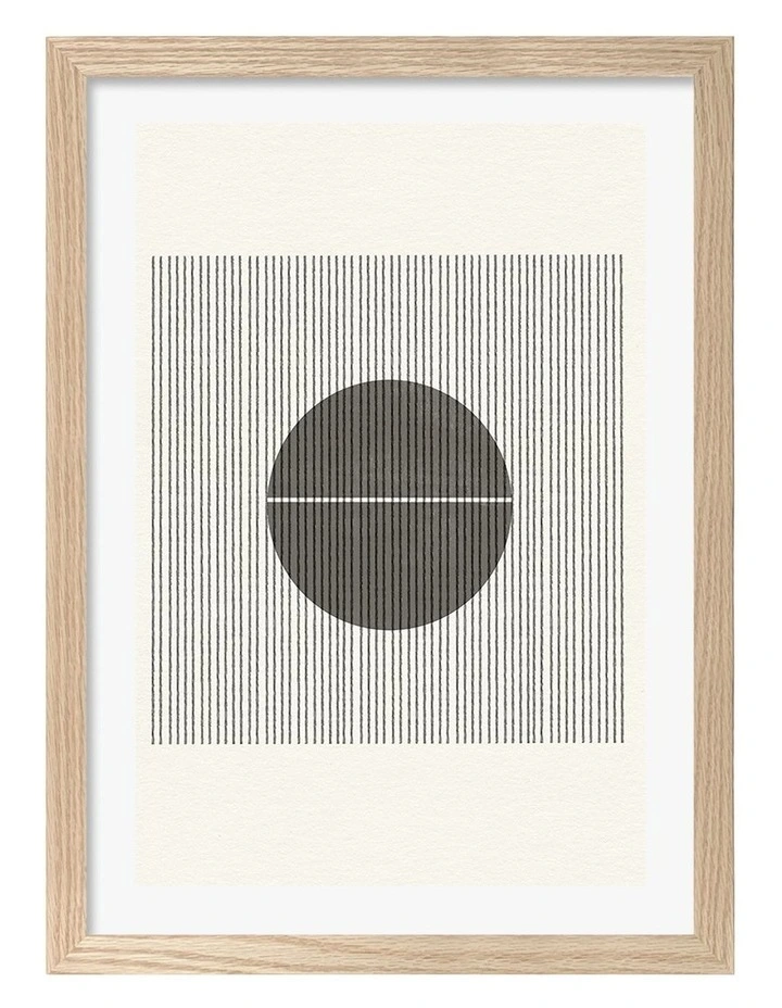 Australian Made Line and Circle Harmony Art Print Natural Frame image 1
