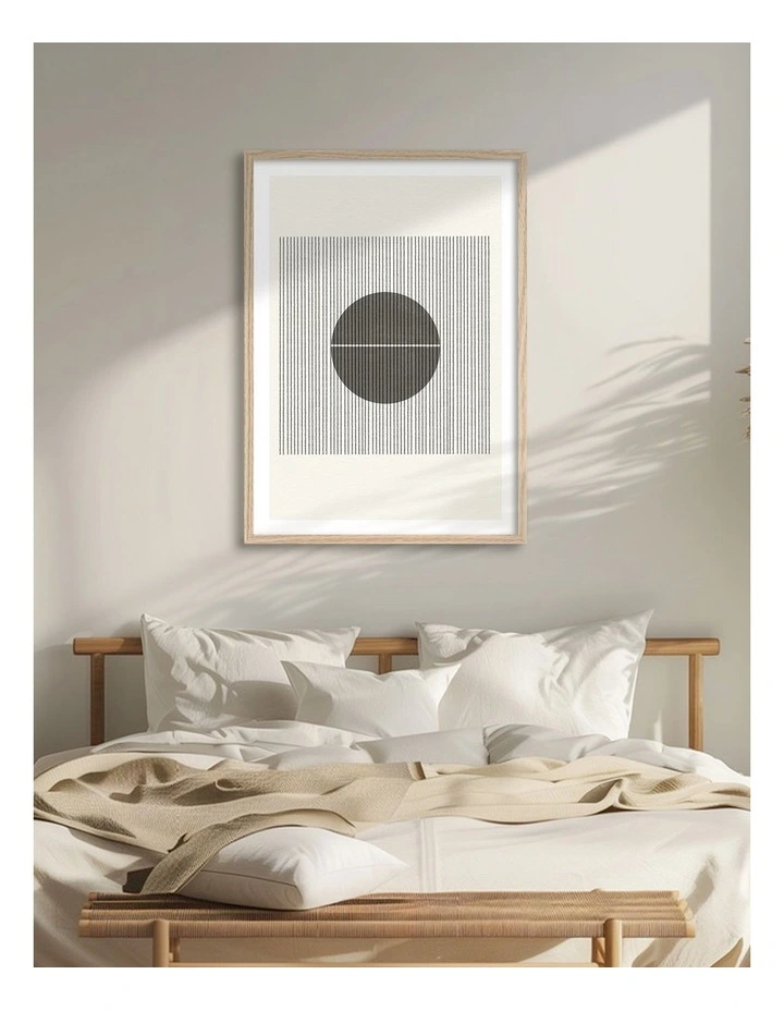 Australian Made Line and Circle Harmony Art Print Natural Frame image 2
