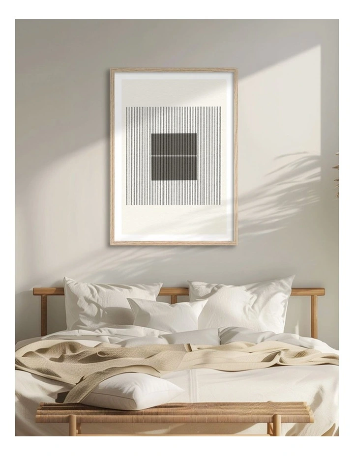 Australian Made Line Harmony Art Print Natural Frame image 2