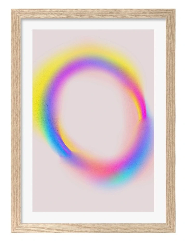 Australian Made Luminous Spectrum Halo Art Print Natural Frame image 1