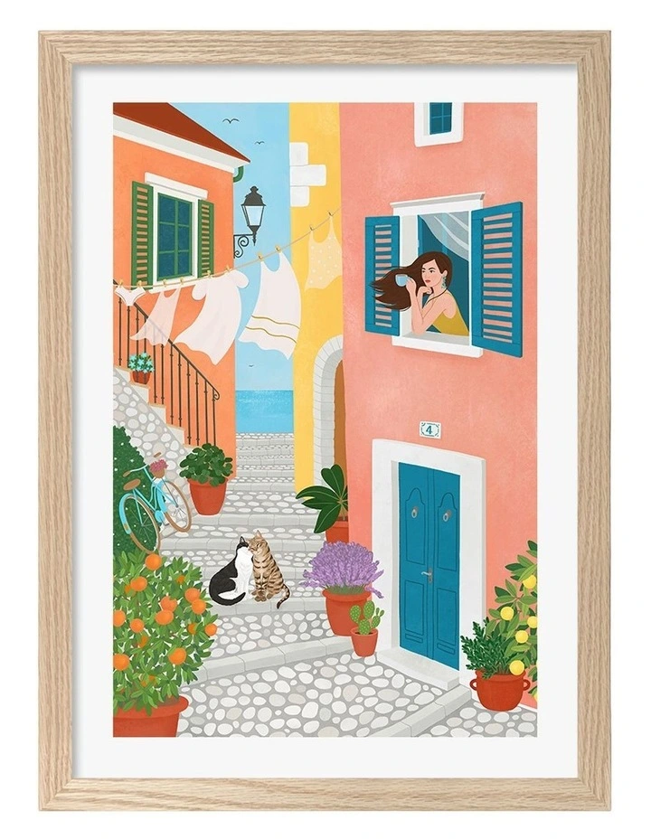 Australian Made Morning In Provence Art Print Natural Frame image 1