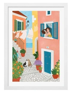 Australian Made Morning In Provence Art Print White Frame