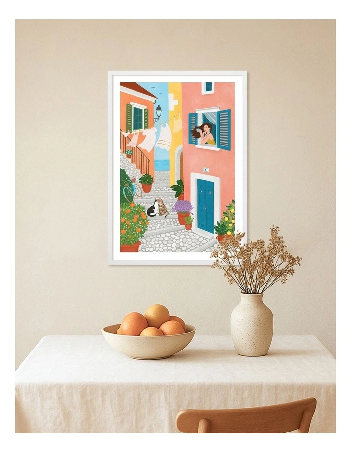 Australian Made Morning In Provence Art Print White Frame image 2