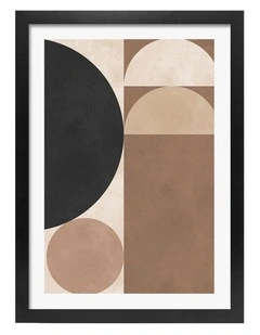 Australian Made Neutral Geometric Abstract Art Print Black Frame