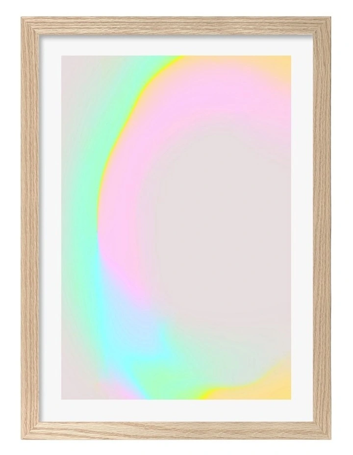 Australian Made Pastel Glow Curve Art Print Natural Frame image 1