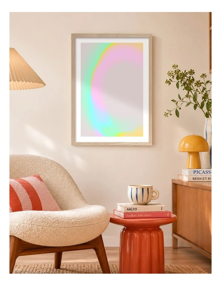 Australian Made Pastel Glow Curve Art Print Natural Frame image 2