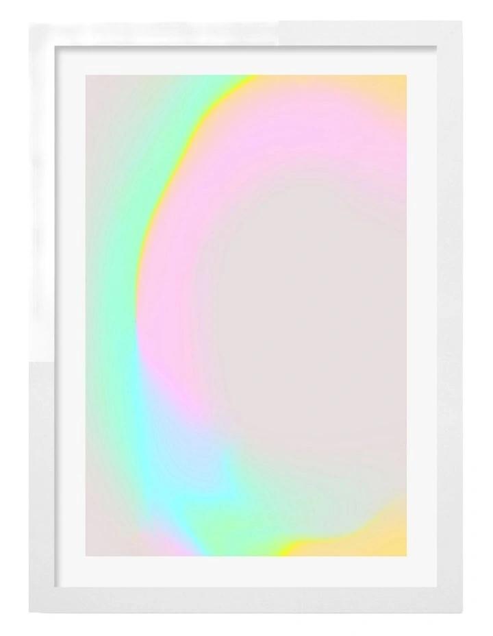 Australian Made Pastel Glow Curve Art Print White Frame image 1