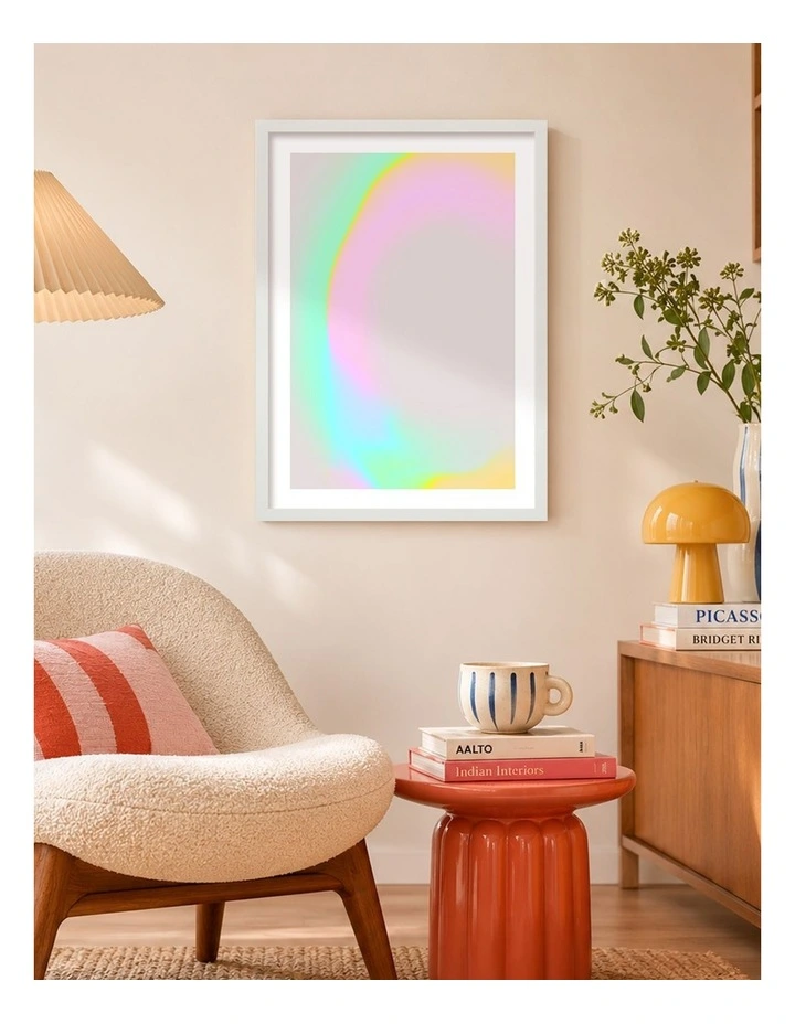Australian Made Pastel Glow Curve Art Print White Frame image 2
