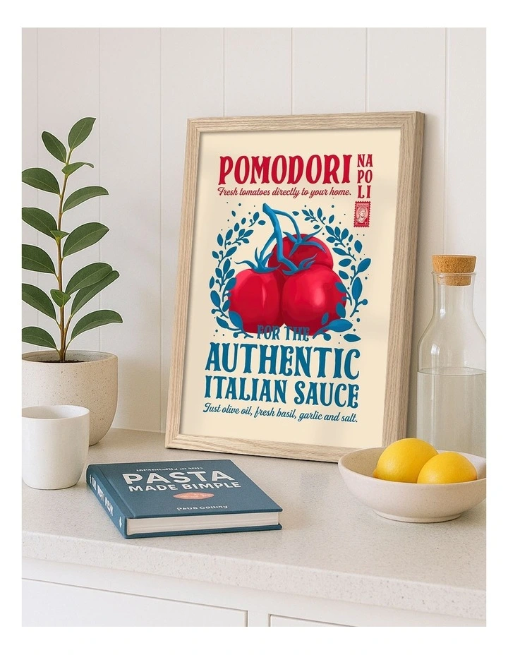 Australian Made Pomodori Italian Sauce Art Print Natural Frame image 2