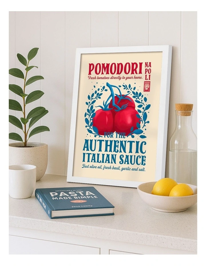 Australian Made Pomodori Italian Sauce Art Print White Frame image 2