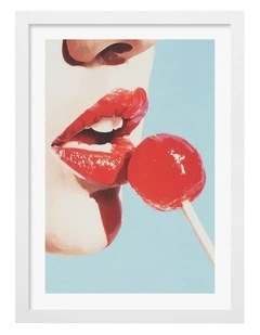 Australian Made Red Lollipop Art Print White Frame