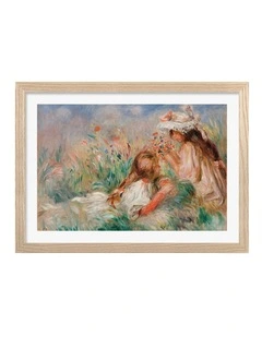 Australian Made Renoir Girls in the Grass Arranging a Bouquet Art Print Natural Frame