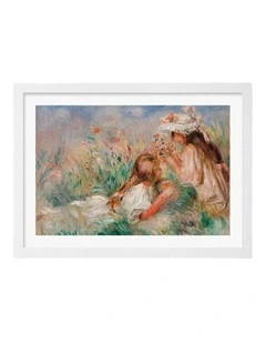 Australian Made Renoir Girls in the Grass Arranging a Bouquet Art Print White Frame