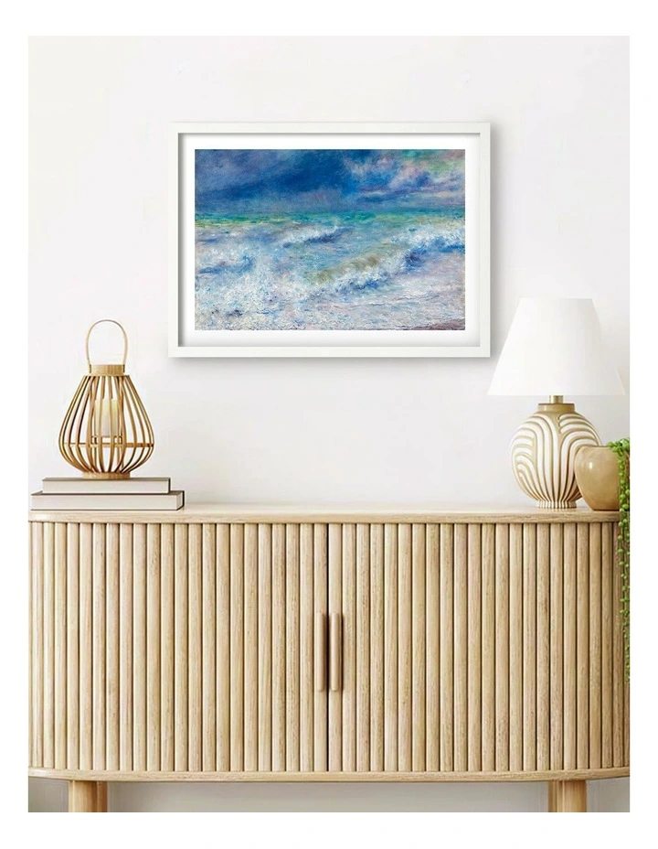Australian Made Renoir Seascape Art Print White Frame image 2