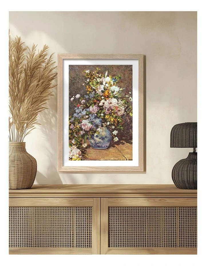 Australian Made Renoir Spring Bouquet Art Print Natural Frame image 2