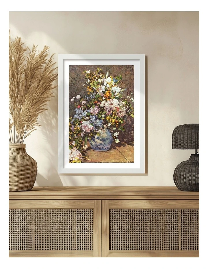 Australian Made Renoir Spring Bouquet Art Print White Frame image 2