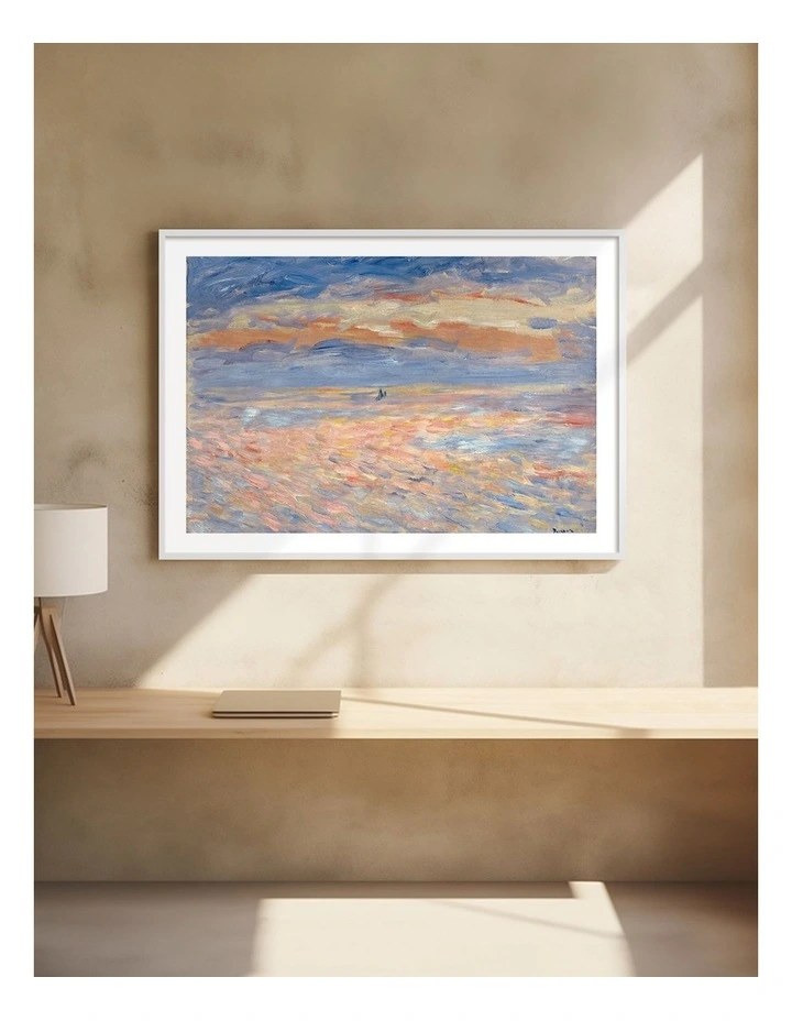 Australian Made Renoir Sunset Art Print White Frame image 2