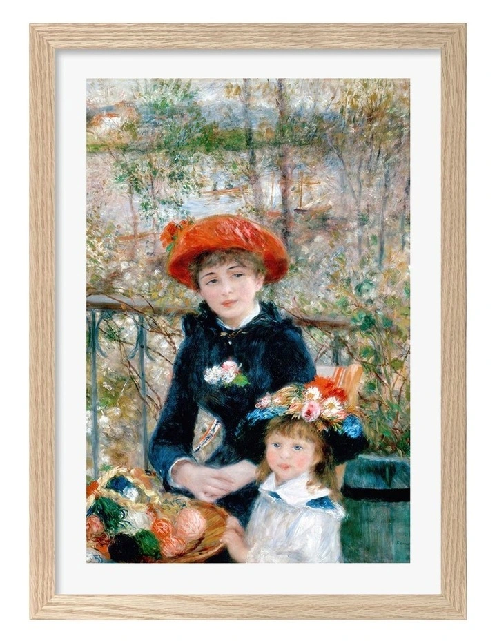 Australian Made Renoir Two Sisters on the Terrace Art Print Natural Frame image 1