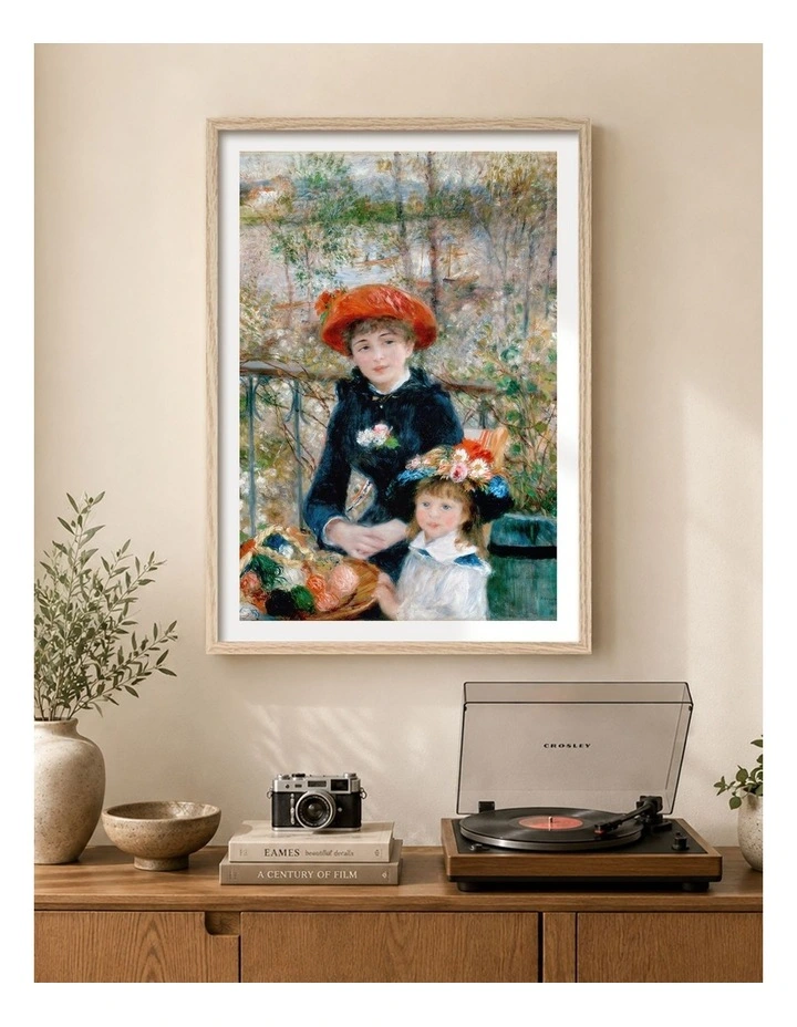 Australian Made Renoir Two Sisters on the Terrace Art Print Natural Frame image 2