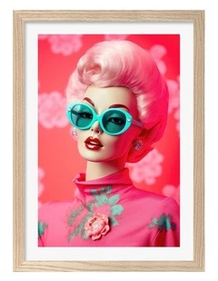 Australian Made Retro Glamour Icon Art Print Natural Frame
