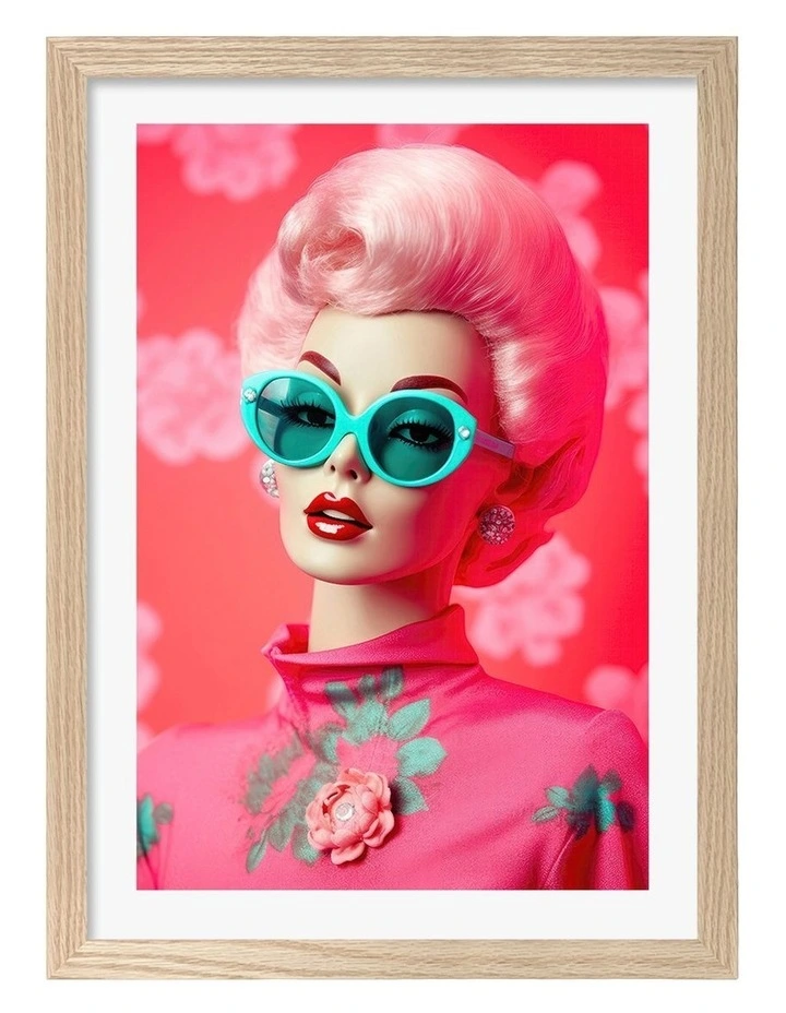 Australian Made Retro Glamour Icon Art Print Natural Frame image 1