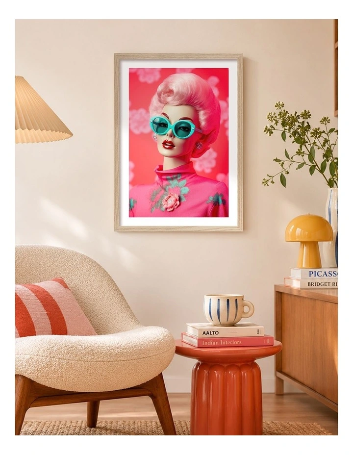 Australian Made Retro Glamour Icon Art Print Natural Frame image 2