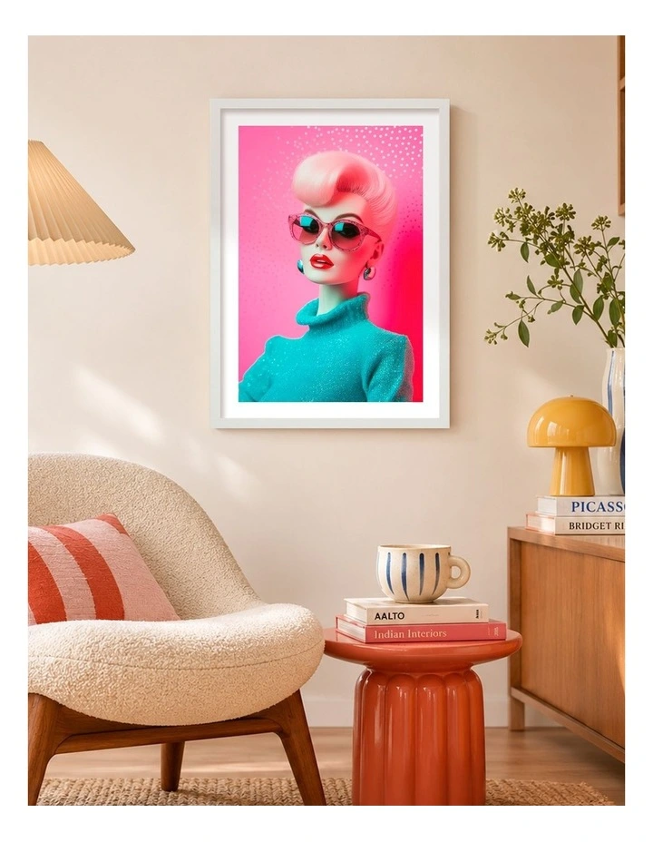 Australian Made Retro Glamour Shine Art Print White Frame image 2