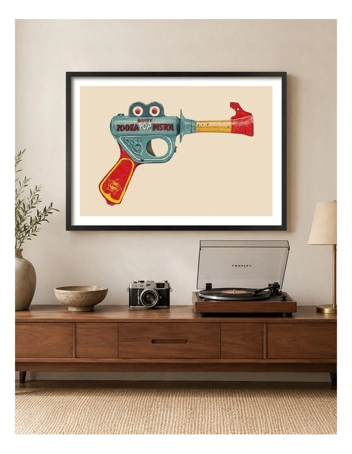 Australian Made Retro Pop Pistol Art Print Black Frame image 2