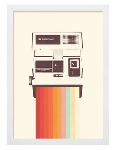 Australian Made Retro Rainbow Camera Art Print White Frame