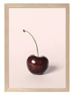 Australian Made Single Cherry Art Print Natural Frame